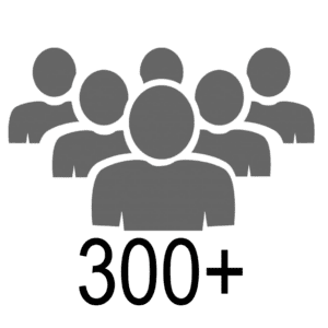 A group of people with the words 300+.